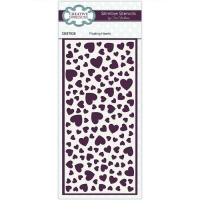 Creative Expressions Stencil Slimline - Floating Hearts